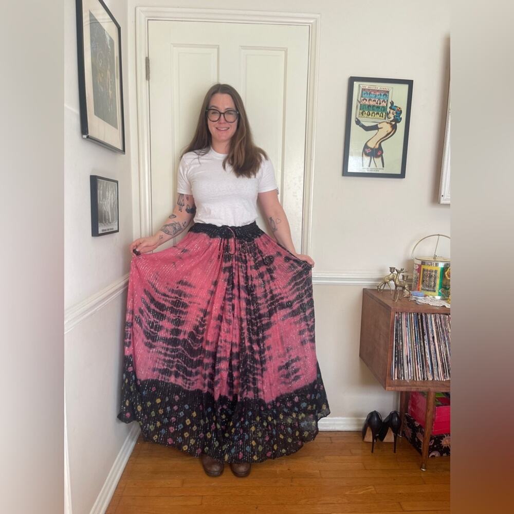 70s Vintage One Size Fits Most Indian Cotton Maxi Skirt - Picture 2 of 7